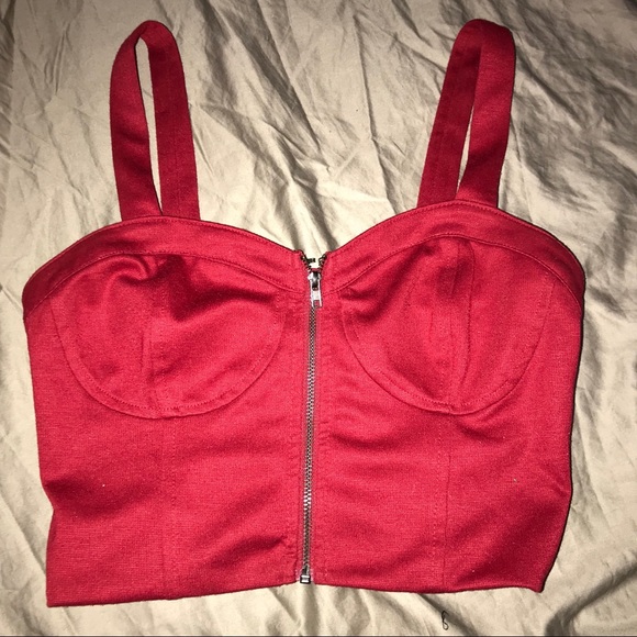 red bustier top